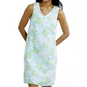 J. Jill Love Linen Dress Women’s Sz XS Sea Turtle Coral Ocean Beach Vacation